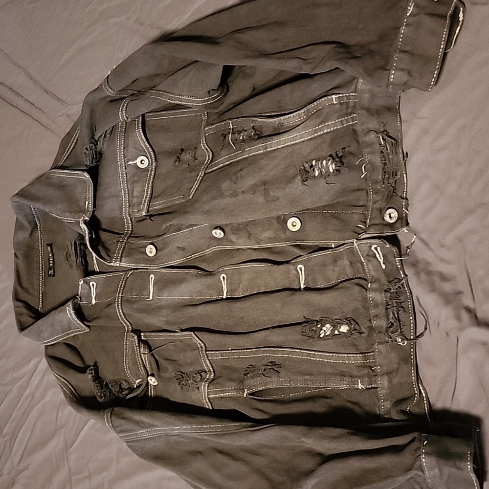 3xl Shein Distressed Gray Jean Jacket